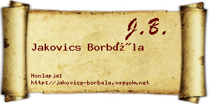 Jakovics Borbála névjegykártya